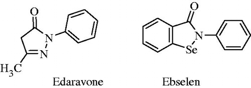 Figure 1. Structures of the synthetic antioxidants edaravone and ebselen.