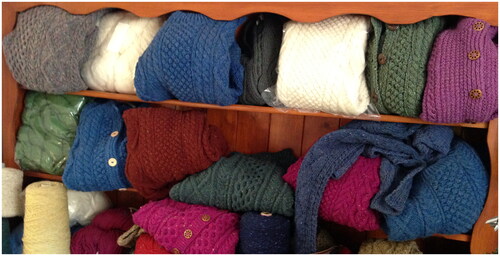 Figure 4 Dresser full of handknit Aran knitwear by Kathleen Meehan, Donegal. Photo by the author. 2018.