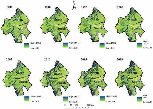 Figure A4. Spatial distribution of carbon fixation in the different regions of Chifeng.