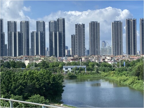 FIGURE 8. An image of a rural-urban neighbourhood taken from a high-speed train between Zhuhai and Guangzhou, Guangdong Province. Source: Dennis Zuev (2023).