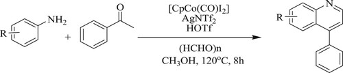 Scheme 89. Cobalt catalyzed one-pot synthesis of quinolines.