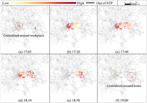 Figure 7. Planar STP interior of travel links at activity state 1 (only work is conducted).