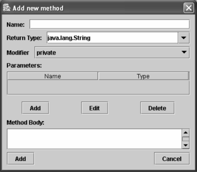 FIGURE 7 Dialog screen for add/edit methods.