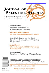 Cover image for Journal of Palestine Studies, Volume 40, Issue 1, 2010