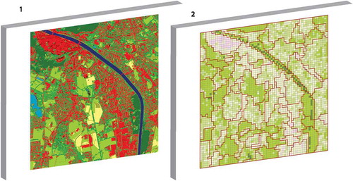 Figure 6. From object-based classification to a geon set representing urban green valuation.