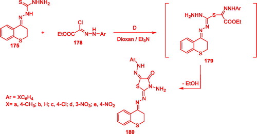 Scheme 41. Synthesis of thiazolone derivatuves 180.