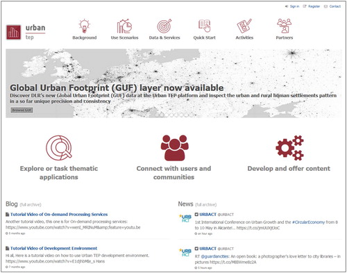 Figure 1. Web-portal representing the entry point to the U-TEP.