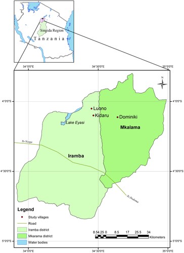 Figure 2. Field sites in Tanzania (source: Mutabazi & Boniface, Citation2021).