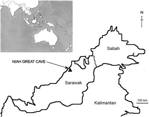 Figure 3. Location of the Niah Great Cave in Northwestern Sarawak, Malaysia.