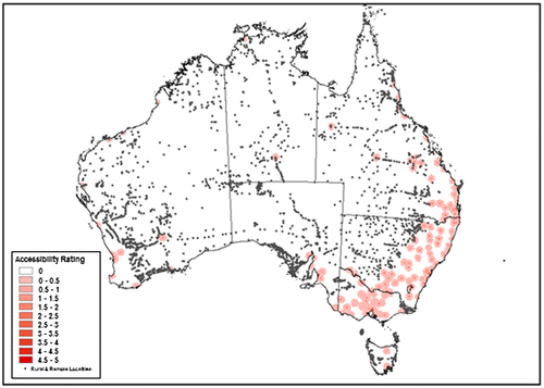 Figure 5. The Accessibility of Phase 2 Cardiac Rehabilitation Programs in Australia 2007/2008.