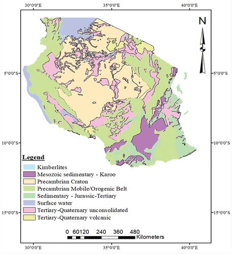 Figure 2. Hydrogeological setting of Tanzania.