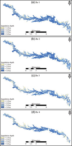 Fig. 6 Effect of different cross-section configurations on flood inundation patterns.