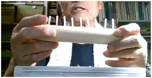 Figure 7. Hara’s put-stick-in (cylindrical base wood and vinyl sticks).
