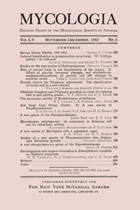 Cover image for Mycologia, Volume 55, Issue 6, 1963