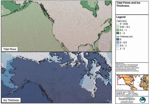 Figure 10. Tidal flows and ice thickness.