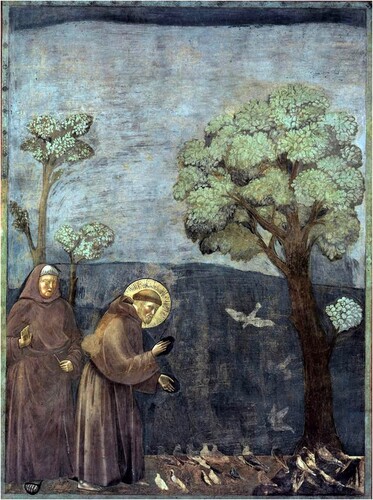 Figure 2. Preaching to the birds (15), fresco in the Upper Church of the Saint Francis Basilica in Florence, Italy (1288–1297). Source: Wikimedia Commons. Retrieved from https://commons.wikimedia.org/wiki/Saint_Francis_cycle_in_the_Upper_Church_of_San_Francesco_at_Assisi#/media/File:Giotto_- _Legend_of_St_Francis_-_-15-_-_Sermon_to_the_Birds.jpg [3 June 2021].