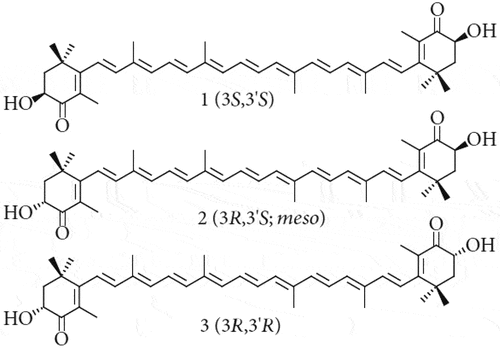 Figure 3. Optical isomers of astaxanthin (Brotosduarmo et al, 2020).