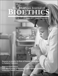 Cover image for The American Journal of Bioethics, Volume 21, Issue 1, 2021