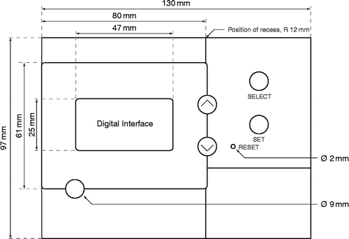 Figure 1 Drawing and measurements of the interface.
