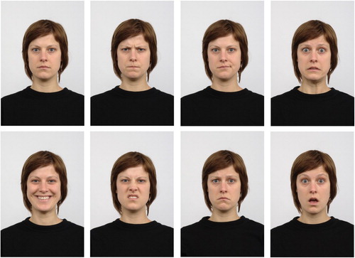 Figure 1. Example expressions from the Radboud Faces Database, from top left: neutral, angry, contemptuous, fearful, happy, disgusted, sad, surprised.