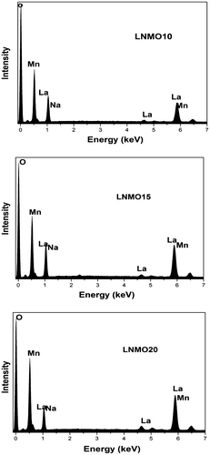 Figure 2. EDX pattern of the LNMO samples.