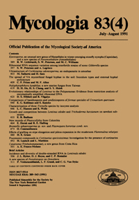 Cover image for Mycologia, Volume 83, Issue 4, 1991