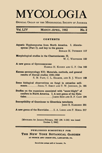 Cover image for Mycologia, Volume 54, Issue 2, 1962