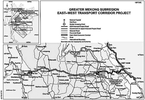 Figure 12. A map displaying the East–West Economic Corridor in five Southeast Asian countries