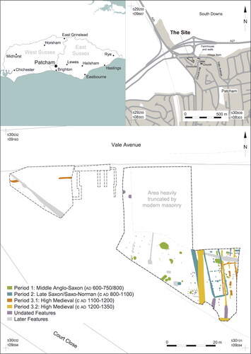 fig 3 Location of Patcham within county of East Sussex and site within Patcham.