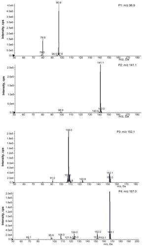 Figure 7 Product ion spectra of NCTD and its metabolites in rats.