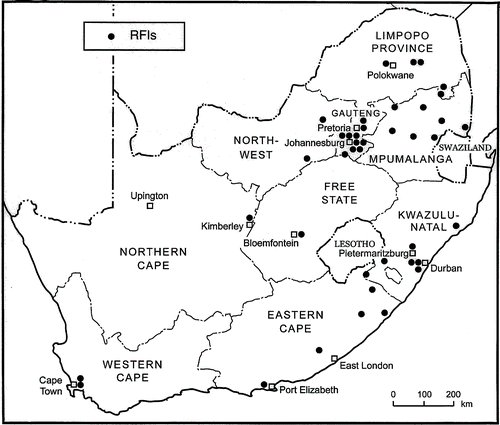 Figure 2. Spatial distribution of RFIs, 2002