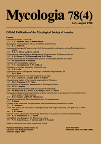 Cover image for Mycologia, Volume 78, Issue 4, 1986