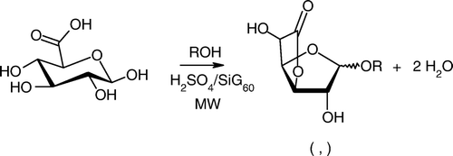 Scheme 2.  Microwave-promoted synthesis of monosubstituted lactones from glucuronic acid and alcohol (ROH).