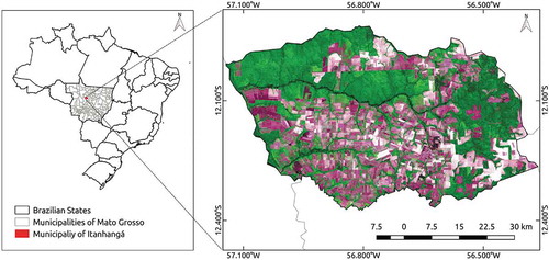 Figure 4. The study area: Itanhangá, Mato Grosso state, Brazil. Image from Landsat 8.