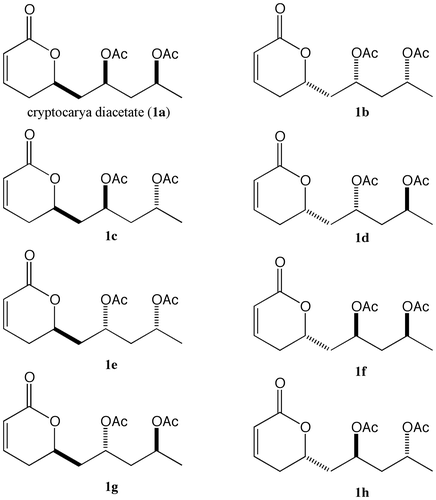 Fig. 1. Cryptocarya diacetate (1a) and its stereoisomers 1b–1h.