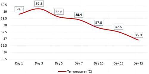 Figure 1 The fluctuations of the patient’s body temperature in hospital.