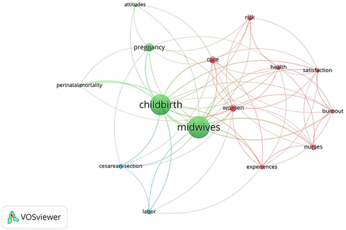 Figure 6 The network map of keywords which co-occurred five or more articles.