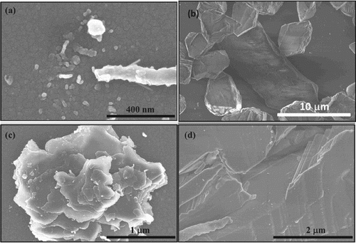 Figure 12. (a) Formation of c-BN from Q-BN, (b) large microcrystals of phase-pure c-BN, (c) microcrystals of c-BN, and (d) large-area epitaxial single-crystal films.