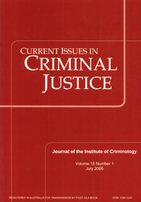 Cover image for Current Issues in Criminal Justice, Volume 18, Issue 1, 2006