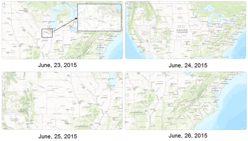 Figure 9. Example of spatio-temporal tornado dataset.