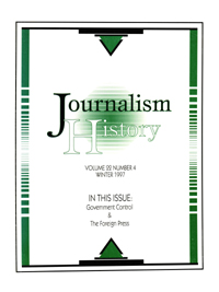 Cover image for Journalism History, Volume 22, Issue 4, 1997