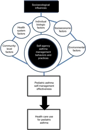 Figure 2 A holistic conceptual framework for measuring self-management effectiveness and health care use among pediatric asthma patients and families.