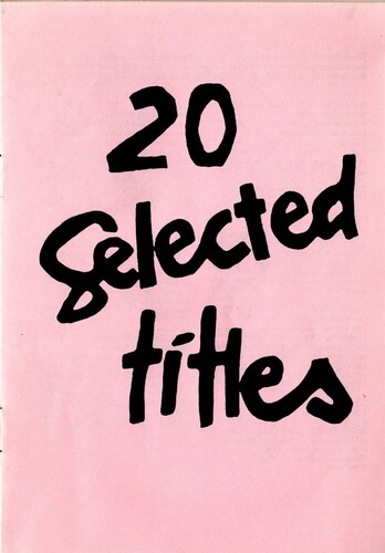 Figure 10. ‘20 Selected Titles’, FBF catalogue 1985. Reproduced by permission of Feminist Book Fortnight Group.