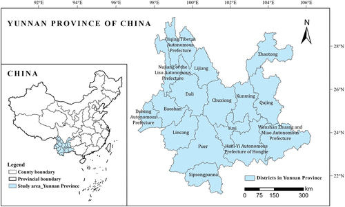 Figure 1. Location of the study area: Yunnan Province of China.