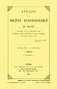 Cover image for Annales de la Société entomologique de France (N.S.), Volume 95, Issue 2, 1926