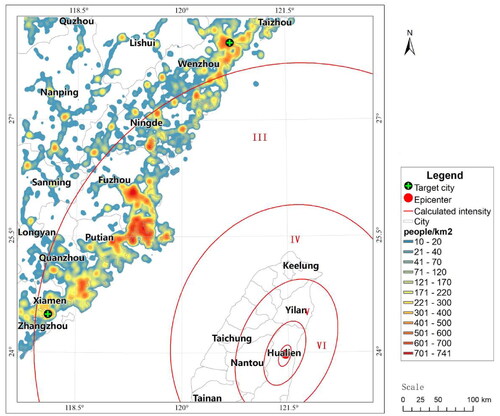 Figure 4. Distribution of the communication impact degree of the Hualien Ms6.1 earthquake.