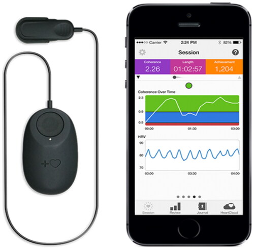 Figure 1. The Inner Balance device is a state of the art, ultra-low Bluetooth device with 125 hz sample rate measuring HRV parameters to optimise accurate HRV and QCT training.