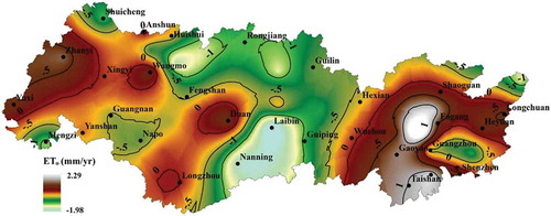 Figure 6. Spatial change trend of the ETo in the Pearl River Basin.