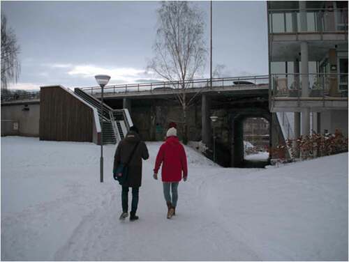 Figure 8. The elevated Klostergata is a barrier partly reduced through reopened tunnels connecting the eastern and western parts of the island of Klosterøya