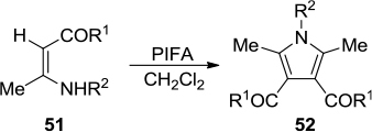 Figure 17 PIFA-mediated synthesis of polysubstituted pyrroles 52.